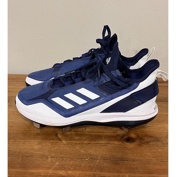 adidas Other - Adidas Icon Mens Size 7.5 Baseball Cleats Navy Blue White Metal Spikes Low Top